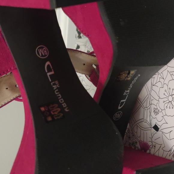 Ruby Red Suede Strap Chunky Heels - Picture 8 of 8